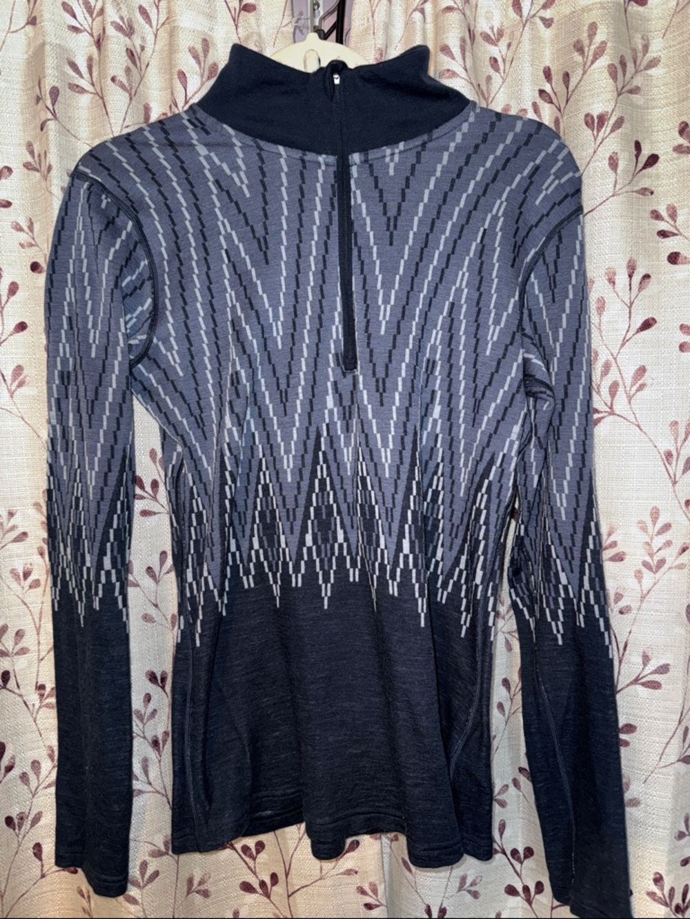 Women’s Kari Tara Navy Blue patterned Zip Neck Sweater